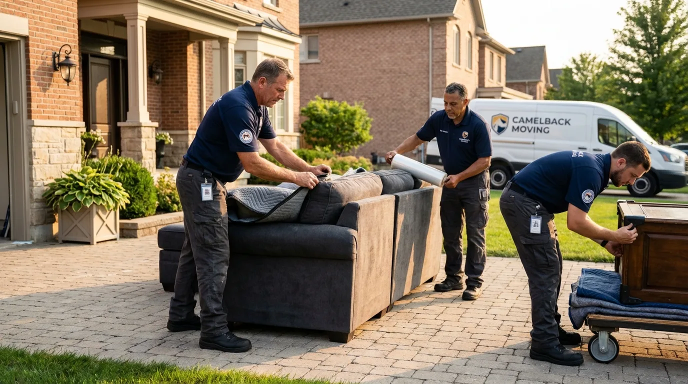 Large estate moving crew wrapping furniture in Midpines, CA